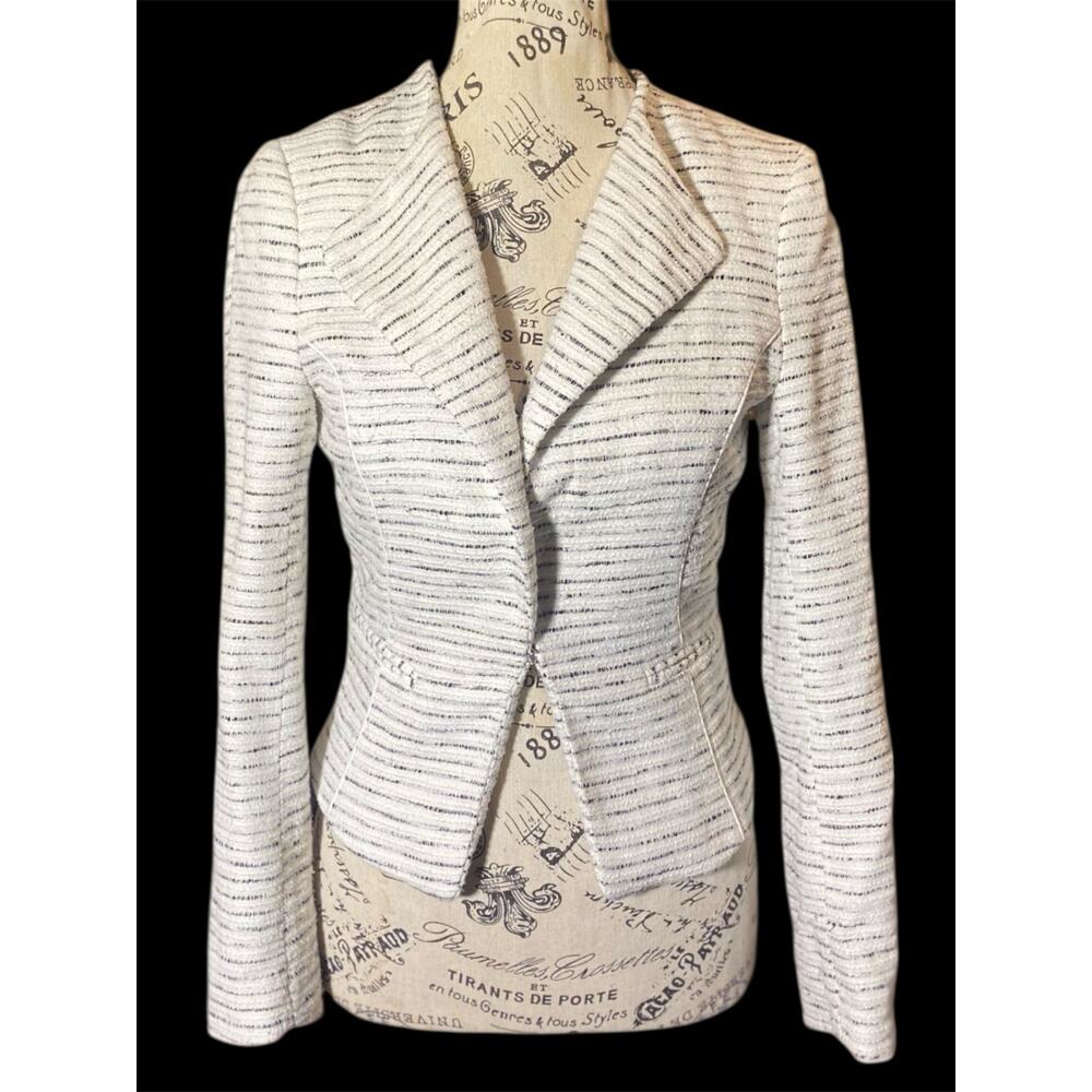 H&M Women’s White Blazer with Black Stripes Size 2